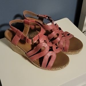 Pink wedge sandals
